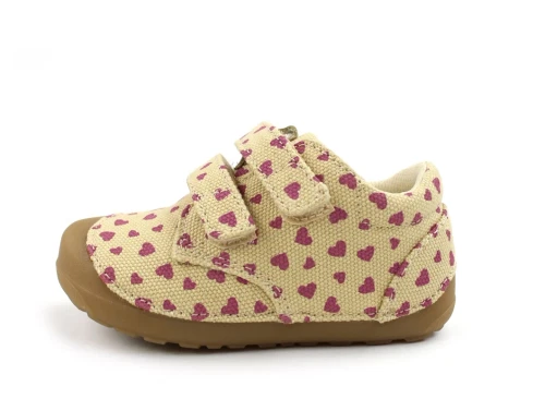 Bundgaard Petit prewalker beige med hjerter canvas